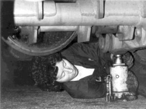 AAUW member changing tires